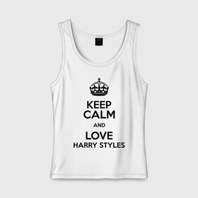 Женская майка хлопок с принтом Keep calm and love Harry Styles в Белгороде, 95% хлопок, 5% эластан |  | Тематика изображения на принте: 1d | harry styles | keep calm | music | one direction | гарри стайлс