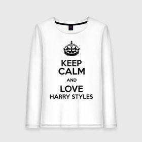 Женский лонгслив хлопок с принтом Keep calm and love Harry Styles в Белгороде, 100% хлопок |  | 1d | harry styles | keep calm | music | one direction | гарри стайлс