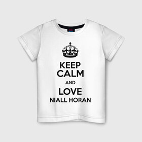 Детская футболка хлопок с принтом Keep calm and love Niall Horan в Белгороде, 100% хлопок | круглый вырез горловины, полуприлегающий силуэт, длина до линии бедер | 1d | keep calm | music | niall horan | one direction | найл хоран