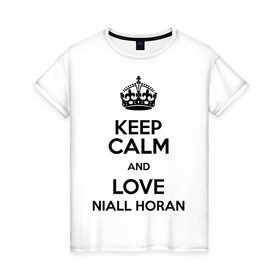 Женская футболка хлопок с принтом Keep calm and love Niall Horan в Белгороде, 100% хлопок | прямой крой, круглый вырез горловины, длина до линии бедер, слегка спущенное плечо | Тематика изображения на принте: 1d | keep calm | music | niall horan | one direction | найл хоран
