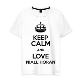 Мужская футболка хлопок с принтом Keep calm and love Niall Horan в Белгороде, 100% хлопок | прямой крой, круглый вырез горловины, длина до линии бедер, слегка спущенное плечо. | Тематика изображения на принте: 1d | keep calm | music | niall horan | one direction | найл хоран