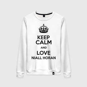 Женский свитшот хлопок с принтом Keep calm and love Niall Horan в Белгороде, 100% хлопок | прямой крой, круглый вырез, на манжетах и по низу широкая трикотажная резинка  | 1d | keep calm | music | niall horan | one direction | найл хоран
