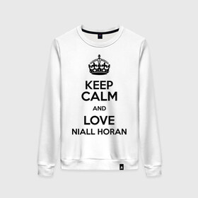 Женский свитшот хлопок с принтом Keep calm and love Niall Horan в Белгороде, 100% хлопок | прямой крой, круглый вырез, на манжетах и по низу широкая трикотажная резинка  | Тематика изображения на принте: 1d | keep calm | music | niall horan | one direction | найл хоран