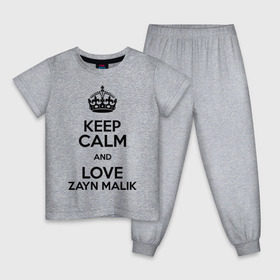 Детская пижама хлопок с принтом Keep calm and love Zayn Malik в Белгороде, 100% хлопок |  брюки и футболка прямого кроя, без карманов, на брюках мягкая резинка на поясе и по низу штанин
 | Тематика изображения на принте: 1d | keep calm | music | one direction | zayn malik | зейн малик