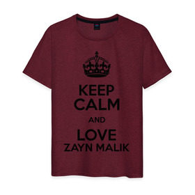 Мужская футболка хлопок с принтом Keep calm and love Zayn Malik в Белгороде, 100% хлопок | прямой крой, круглый вырез горловины, длина до линии бедер, слегка спущенное плечо. | 1d | keep calm | music | one direction | zayn malik | зейн малик