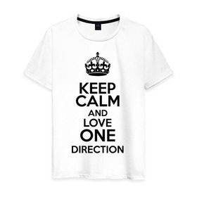 Мужская футболка хлопок с принтом Keep calm and love One Direction в Белгороде, 100% хлопок | прямой крой, круглый вырез горловины, длина до линии бедер, слегка спущенное плечо. | 1d | keep calm | love one direction | music | one direction