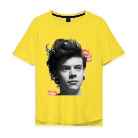 Мужская футболка хлопок Oversize с принтом Harry Styles в Белгороде, 100% хлопок | свободный крой, круглый ворот, “спинка” длиннее передней части | 1d | keep calm | music | one direction | гарри стайлс