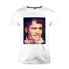 Мужская футболка премиум с принтом Keep calm and love Zayn Malik в Белгороде, 92% хлопок, 8% лайкра | приталенный силуэт, круглый вырез ворота, длина до линии бедра, короткий рукав | 1d | keep calm | music | one direction | zayn malik | зейн малик