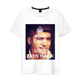 Мужская футболка хлопок с принтом Keep calm and love Zayn Malik в Белгороде, 100% хлопок | прямой крой, круглый вырез горловины, длина до линии бедер, слегка спущенное плечо. | 1d | keep calm | music | one direction | zayn malik | зейн малик