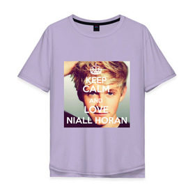 Мужская футболка хлопок Oversize с принтом Keep calm and love Niall Horan в Белгороде, 100% хлопок | свободный крой, круглый ворот, “спинка” длиннее передней части | 1d | keep calm | music | niall horan | one direction | найл хоран