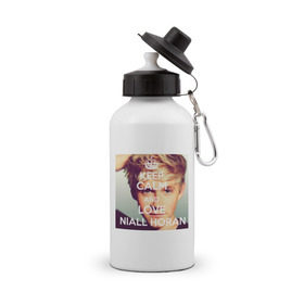 Бутылка спортивная с принтом Keep calm and love Niall Horan в Белгороде, металл | емкость — 500 мл, в комплекте две пластиковые крышки и карабин для крепления | 1d | keep calm | music | niall horan | one direction | найл хоран