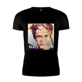 Мужская футболка премиум с принтом Keep calm and love Niall Horan в Белгороде, 92% хлопок, 8% лайкра | приталенный силуэт, круглый вырез ворота, длина до линии бедра, короткий рукав | 1d | keep calm | music | niall horan | one direction | найл хоран