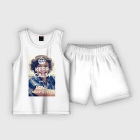 Детская пижама с шортами хлопок с принтом Keep calm and love Harry Styles в Белгороде,  |  | 1d | harry styles | keep calm | music | one direction | гарри стайлс