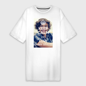 Платье-футболка хлопок с принтом Keep calm and love Harry Styles в Белгороде,  |  | 1d | harry styles | keep calm | music | one direction | гарри стайлс