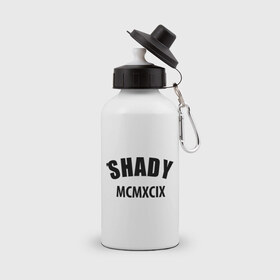 Бутылка спортивная с принтом Shady MCMXCIX в Белгороде, металл | емкость — 500 мл, в комплекте две пластиковые крышки и карабин для крепления | хип хоп