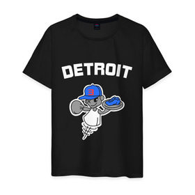 Мужская футболка хлопок с принтом Detroit в Белгороде, 100% хлопок | прямой крой, круглый вырез горловины, длина до линии бедер, слегка спущенное плечо. | Тематика изображения на принте: хип хоп