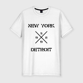 Мужская футболка премиум с принтом NY Detroit в Белгороде, 92% хлопок, 8% лайкра | приталенный силуэт, круглый вырез ворота, длина до линии бедра, короткий рукав | хип хоп
