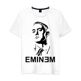Мужская футболка хлопок с принтом Эминем в Белгороде, 100% хлопок | прямой крой, круглый вырез горловины, длина до линии бедер, слегка спущенное плечо. | хип хоп