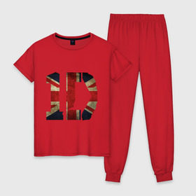 Женская пижама хлопок с принтом 1D British flag в Белгороде, 100% хлопок | брюки и футболка прямого кроя, без карманов, на брюках мягкая резинка на поясе и по низу штанин | 1d | british flag | flag | keep calm | music | one direction | британский флаг | флаг