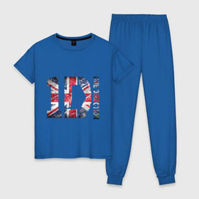 Женская пижама хлопок с принтом 1D в Белгороде, 100% хлопок | брюки и футболка прямого кроя, без карманов, на брюках мягкая резинка на поясе и по низу штанин | 1d | british flag | flag | keep calm | music | one direction | британский флаг | флаг
