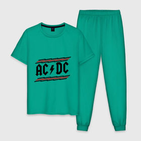 Мужская пижама хлопок с принтом ACDC в Белгороде, 100% хлопок | брюки и футболка прямого кроя, без карманов, на брюках мягкая резинка на поясе и по низу штанин
 | acdc | rock | блюз рок | рок | рок группа | рок н ролл | хард рок | эйсидиси
