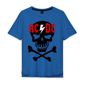 Мужская футболка хлопок Oversize с принтом ACDC skull в Белгороде, 100% хлопок | свободный крой, круглый ворот, “спинка” длиннее передней части | acdc | rock | блюз рок | рок | рок группа | рок н ролл | хард рок | эйсидиси