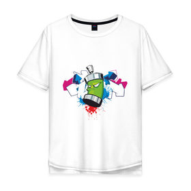 Мужская футболка хлопок Oversize с принтом Графитюлька в Белгороде, 100% хлопок | свободный крой, круглый ворот, “спинка” длиннее передней части | баллончик | графити | граффити | краски | прикольные картинки | рисунок