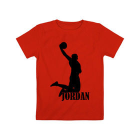 Детская футболка хлопок с принтом Michael Jordan. в Белгороде, 100% хлопок | круглый вырез горловины, полуприлегающий силуэт, длина до линии бедер | Тематика изображения на принте: basketball | баскетбол | джордан | майкл джордан | спорт