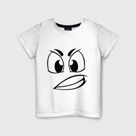 Детская футболка хлопок с принтом Сердитый в Белгороде, 100% хлопок | круглый вырез горловины, полуприлегающий силуэт, длина до линии бедер | smile | настроение | сердитый | смайл | смайлик