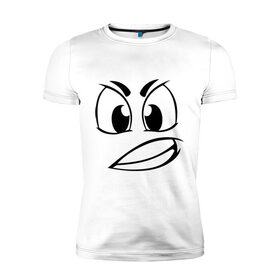 Мужская футболка премиум с принтом Сердитый в Белгороде, 92% хлопок, 8% лайкра | приталенный силуэт, круглый вырез ворота, длина до линии бедра, короткий рукав | smile | настроение | сердитый | смайл | смайлик