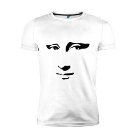 Мужская футболка премиум с принтом Джаконда в Белгороде, 92% хлопок, 8% лайкра | приталенный силуэт, круглый вырез ворота, длина до линии бедра, короткий рукав | джаконда | дицо | мона лиза | портрет