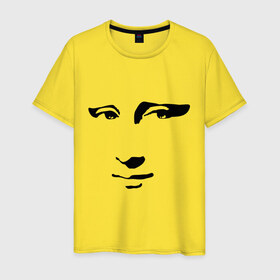 Мужская футболка хлопок с принтом Джаконда в Белгороде, 100% хлопок | прямой крой, круглый вырез горловины, длина до линии бедер, слегка спущенное плечо. | джаконда | дицо | мона лиза | портрет