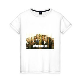 Женская футболка хлопок с принтом Ходячие мертвецы в Белгороде, 100% хлопок | прямой крой, круглый вырез горловины, длина до линии бедер, слегка спущенное плечо | зомби