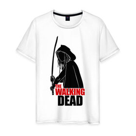 Мужская футболка хлопок с принтом The walking dead в Белгороде, 100% хлопок | прямой крой, круглый вырез горловины, длина до линии бедер, слегка спущенное плечо. | 