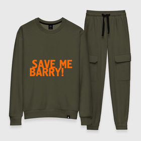 Женский костюм хлопок с принтом Save me, Barry! в Белгороде, 100% хлопок | на свитшоте круглая горловина, мягкая резинка по низу. Брюки заужены к низу, на них два вида карманов: два 