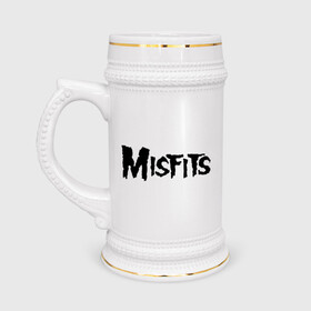 Кружка пивная с принтом Misfits logo в Белгороде,  керамика (Материал выдерживает высокую температуру, стоит избегать резкого перепада температур) |  объем 630 мл | Тематика изображения на принте: misfits