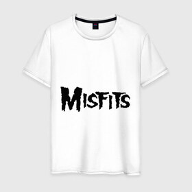 Мужская футболка хлопок с принтом Misfits logo в Белгороде, 100% хлопок | прямой крой, круглый вырез горловины, длина до линии бедер, слегка спущенное плечо. | misfits
