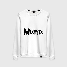 Женский свитшот хлопок с принтом Misfits logo в Белгороде, 100% хлопок | прямой крой, круглый вырез, на манжетах и по низу широкая трикотажная резинка  | misfits