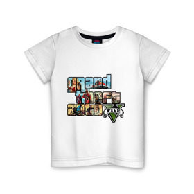 Детская футболка хлопок с принтом GTA 5 в Белгороде, 100% хлопок | круглый вырез горловины, полуприлегающий силуэт, длина до линии бедер | five | grand theft auto | gta | gta 5 | logo | гта | гта пять | лого | логотип