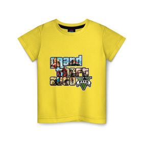 Детская футболка хлопок с принтом GTA 5 в Белгороде, 100% хлопок | круглый вырез горловины, полуприлегающий силуэт, длина до линии бедер | five | grand theft auto | gta | gta 5 | logo | гта | гта пять | лого | логотип