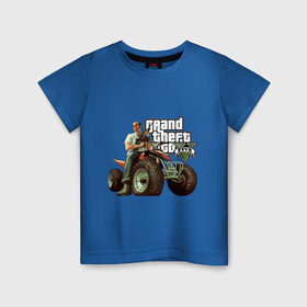 Детская футболка хлопок с принтом GTA V в Белгороде, 100% хлопок | круглый вырез горловины, полуприлегающий силуэт, длина до линии бедер | criminal action | games | grand theft auto | gta 5 | race | гта 5 | игры