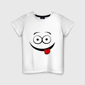 Детская футболка хлопок с принтом Неутомимый проказник в Белгороде, 100% хлопок | круглый вырез горловины, полуприлегающий силуэт, длина до линии бедер | глаза | детские | детям | прикольные картинки | проказник | ребенку | смайл | улыбка | язык