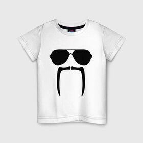 Детская футболка хлопок с принтом Очки и усы в Белгороде, 100% хлопок | круглый вырез горловины, полуприлегающий силуэт, длина до линии бедер | авиаторы | очки | позитив | прикольные картинки | смайл | усатый | усы