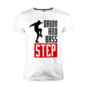 Мужская футболка премиум с принтом Drum and Bass Step в Белгороде, 92% хлопок, 8% лайкра | приталенный силуэт, круглый вырез ворота, длина до линии бедра, короткий рукав | dnb | dub step | dubstep | музыка