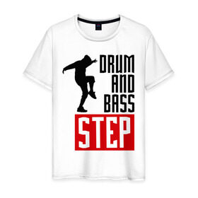Мужская футболка хлопок с принтом Drum and Bass Step в Белгороде, 100% хлопок | прямой крой, круглый вырез горловины, длина до линии бедер, слегка спущенное плечо. | dnb | dub step | dubstep | музыка