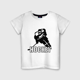 Детская футболка хлопок с принтом Hockey (Хоккей) в Белгороде, 100% хлопок | круглый вырез горловины, полуприлегающий силуэт, длина до линии бедер | спорт | спортсмен | хокеист | хокей | хоккеист | шайба