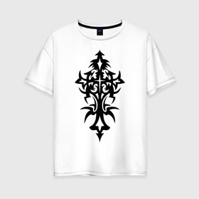 Женская футболка хлопок Oversize с принтом Ornament в Белгороде, 100% хлопок | свободный крой, круглый ворот, спущенный рукав, длина до линии бедер
 | орнамент | прикольные картинки | тату | трайбл | узор