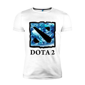 Мужская футболка премиум с принтом Dota 2 logo blue в Белгороде, 92% хлопок, 8% лайкра | приталенный силуэт, круглый вырез ворота, длина до линии бедра, короткий рукав | дота | компьютерные игры