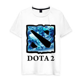Мужская футболка хлопок с принтом Dota 2 logo blue в Белгороде, 100% хлопок | прямой крой, круглый вырез горловины, длина до линии бедер, слегка спущенное плечо. | Тематика изображения на принте: дота | компьютерные игры