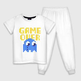 Детская пижама хлопок с принтом game over в Белгороде, 100% хлопок |  брюки и футболка прямого кроя, без карманов, на брюках мягкая резинка на поясе и по низу штанин
 | pacman | игра окончена | игры | пакман | пиксели | пикселы